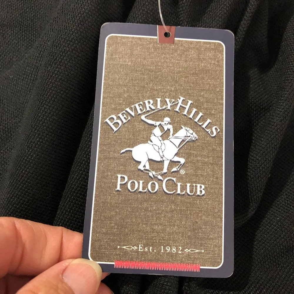 NEW Beverly Hills Polo Club Boys Polo Short Sleeve Shirt, Size Medium, Black